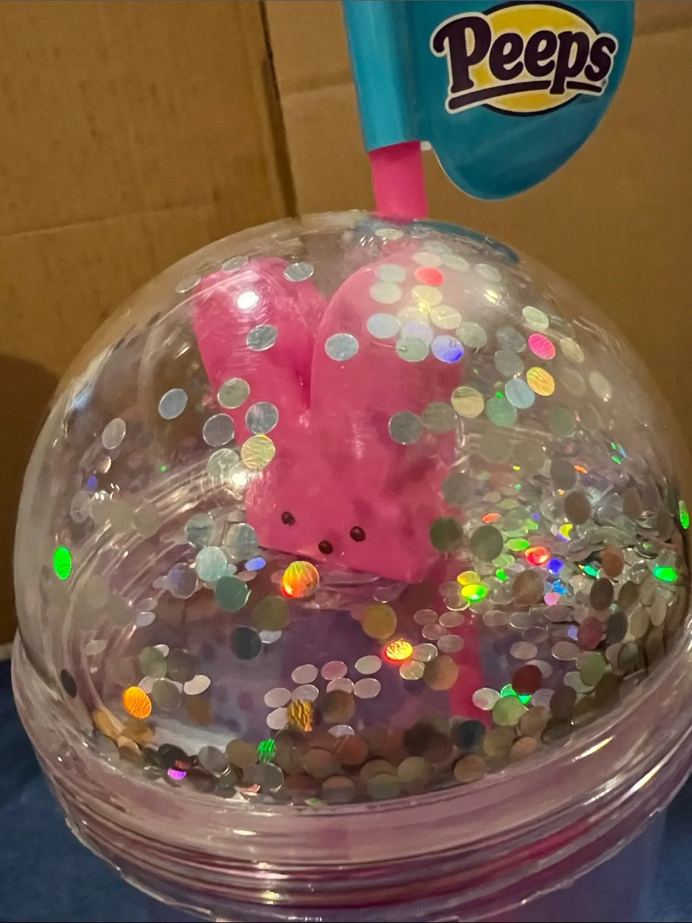 Peeps Pink Iridescent Confetti Tumbler with Straw